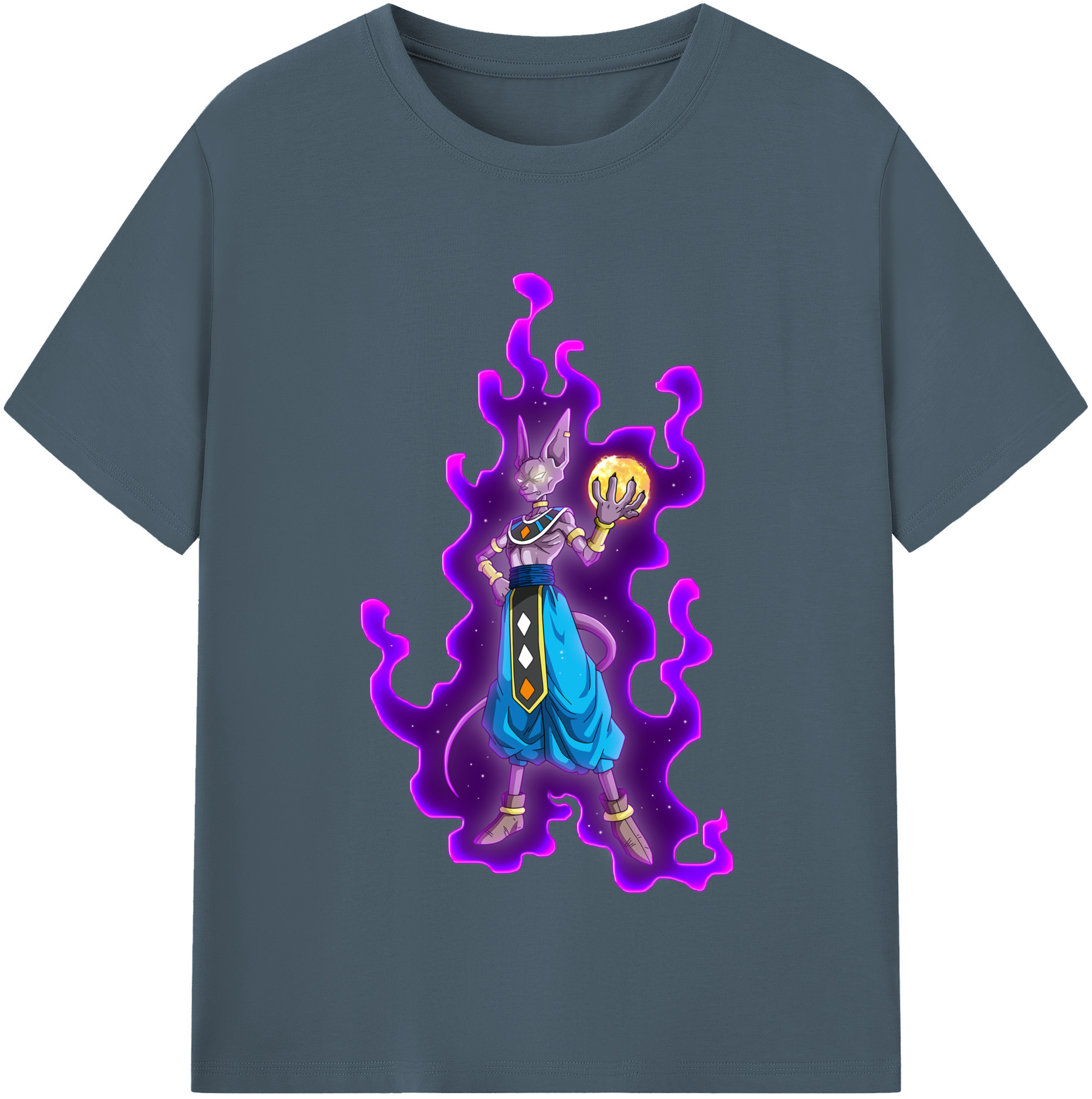 （画像用） ドラゴンボール ビルス 破壊神ビルス DRAGON BALL Beerus Birusu 綿100％半袖Tシャツ（フロントプリント）